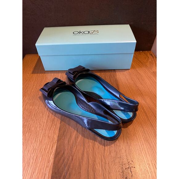 Oka B Carrie Sling Back Jelly Flat with Bow Accent, Black, Women’s US Size 9 - Picture 4 of 6